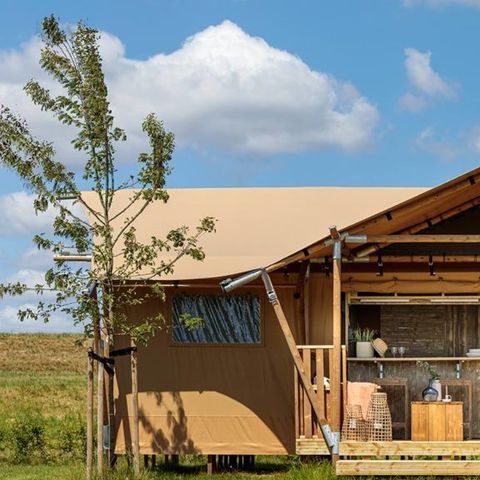 TENTE TOILE ET BOIS 5 personnes - TENTE LODGE 40 m2 2 ch 4/5 personnes