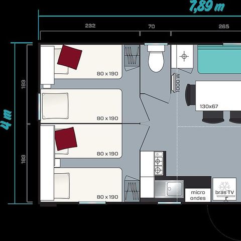 MOBILHOME 6 personnes - 3 chambres, 31m2 catégorie 3