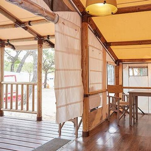 Tente en toile et en bois 5 personnes - Tente Safari | 2 Ch. | 4/5 Pers. | Clim.