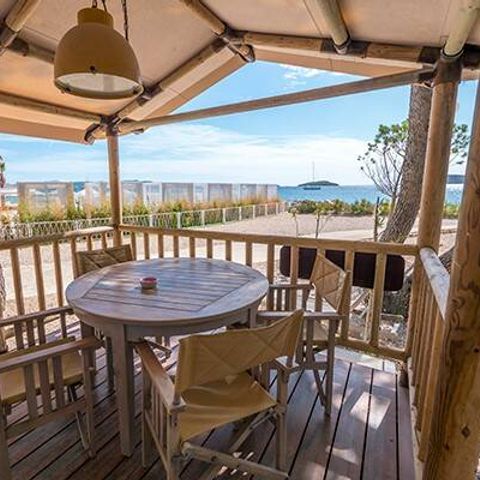Tente en toile et en bois 5 personnes - Tente Safari | 2 Ch. | 4/5 Pers. | Clim.