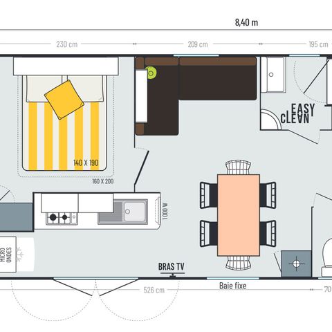 Mobilhome 6 personnes - RIVIERA - TV - 3 chambres