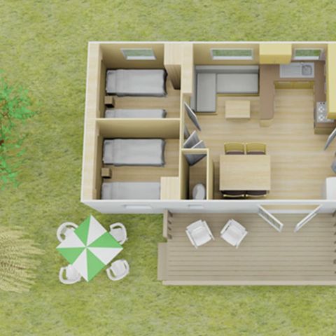 MOBILHOME 8 personnes - Classic | 3 Ch. | 6/8 Pers. | Terrasse surélevée non couverte | Clim.
