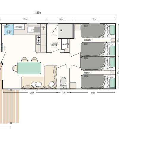 Mobilhome 6 personnes - Prestige+ 3 ch 6 pers - 31 m²