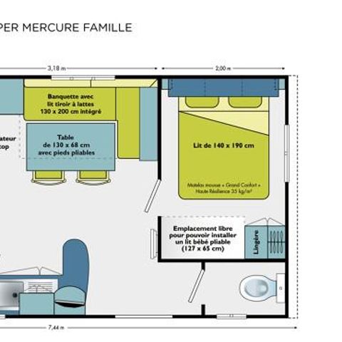 MOBILHOME 4 personnes - LOGGIA CLASSIC 27m² - terrasse non couverte
