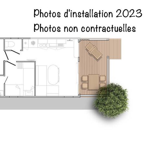 MOBILHOME 4 personnes - Family Premium BDL 28m² - Clim + TV + Terrasse Couverte