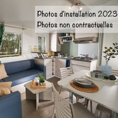 MOBILHOME 6 personnes - Espace Premium BDL 32/33m² Clim + TV + Terrasse Couverte