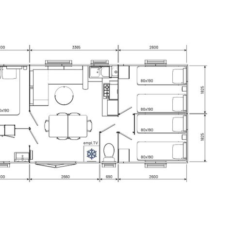 MOBILHOME 6 personnes - Espace Premium 32/33m² + Clim + TV + Terrasse Couverte