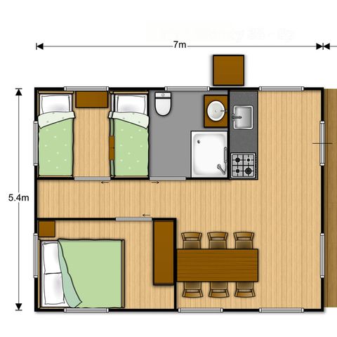 LODGE 6 personnes - Tente Ciela Nature Lodge - 2 chambres - Cuisine équipée – Salle de bain