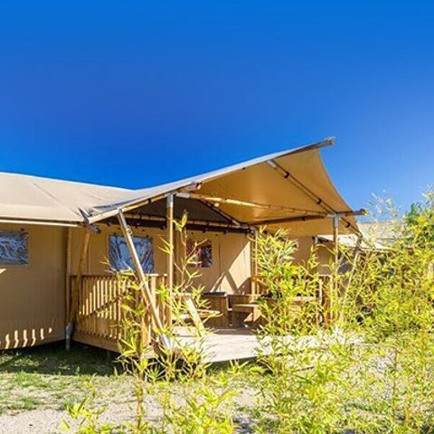 Tente en toile et en bois 5 personnes - Tente Safari Lodge | 2 Ch. | 4/5 Pers. | 1 SDB