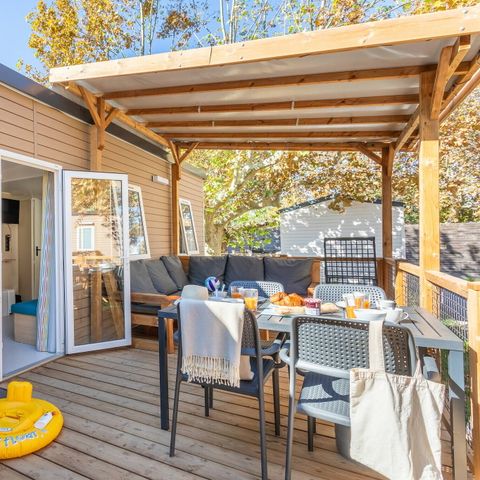 MOBILHOME 8 personnes - Mobil-home | Premium | 3 Ch. | 6/8 Pers. | Terrasse Lounge | 1 SDB | Clim. | TV
