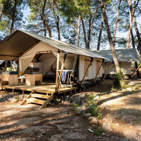 Tente en toile et en bois 5 personnes - Safari Confort
