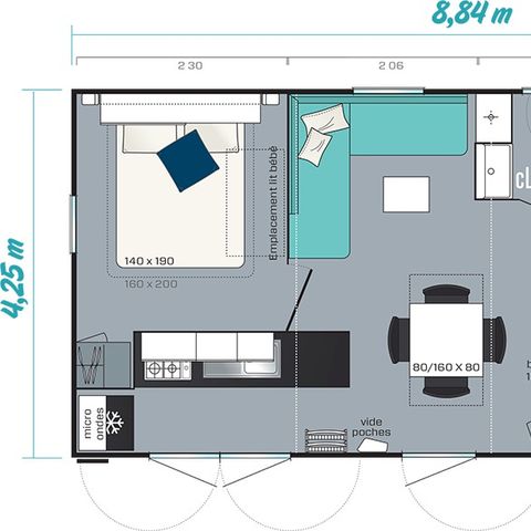 MOBILHOME 5 personnes - Comfort XL | 3 Ch. | 5 Pers. | Terrasse Lounge | Clim. | TV