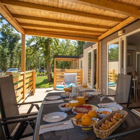 MOBILHOME 6 personnes - Comfort XL | 3 Ch. | 6 Pers. | Terrasse surélevée | 2 SDB | Clim. | TV