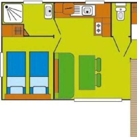 MOBILHOME 5 personnes - Mobil-home | Comfort | 2 Ch. | 5 Pers. | Terrasse Simple | 1 SDB | Clim.
