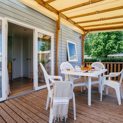 MOBILHOME 6 personnes - Mobil-home | Comfort | 3 Ch. | 6 Pers. | Terrasse surélevée | 1 SDB | Clim.