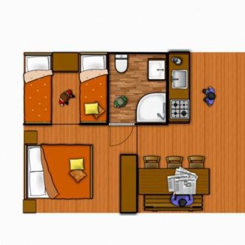 Tente en toile et en bois 5 personnes - Super Lodge | Super Lodge | 2 Ch. | 5 Pers. | Clim.
