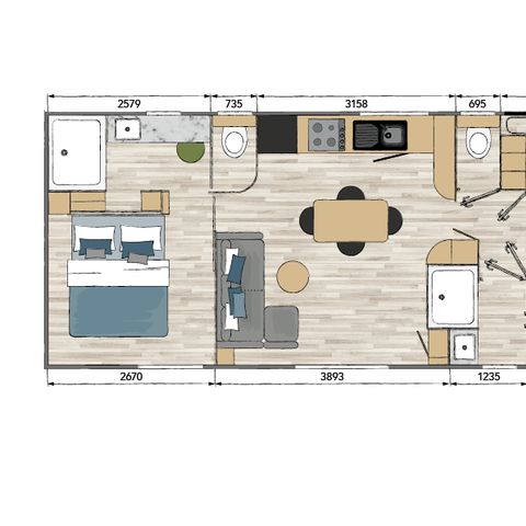 MOBILHOME 6 personnes - TULUM, LUXE - 3 Chambres - DIMANCHE