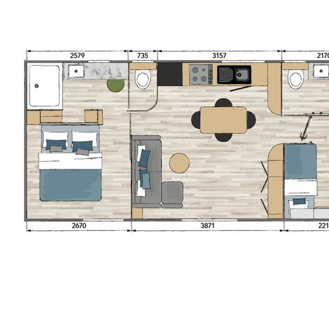 MOBILHOME 4 personnes - TULUM, LUXE - 2 Chambres - DIMANCHE