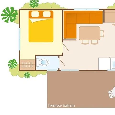 MOBILHOME 6 personnes - Comfort XL | 2 Ch. | 4/6 Pers. | Terrasse surélevée | Clim.