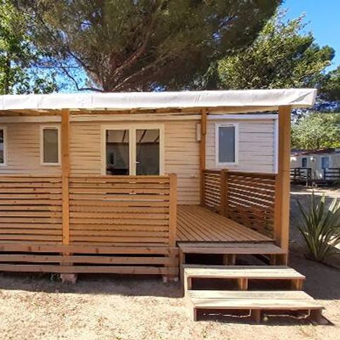 MOBILHOME 6 personnes - Premium | 3 Ch. | 6 Pers. | Terrasse surélevée | 1 SDB | Clim.
