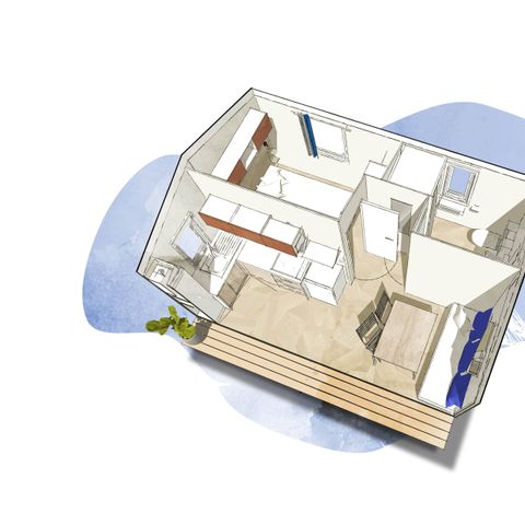MOBILHOME 4 personnes - Mobil home Confort 20m² (1 chambre) + Terrasse 2/4 pers