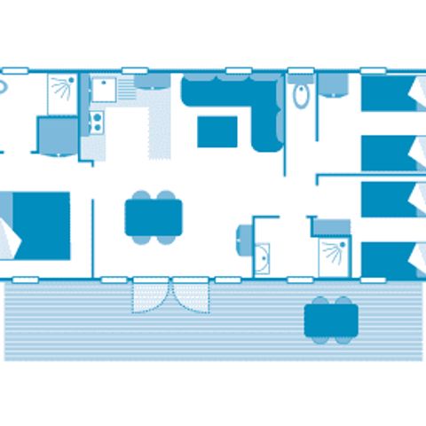 MOBILHOME 5 personnes - Cottage Roselière 6p 3ch 2SdB Premium