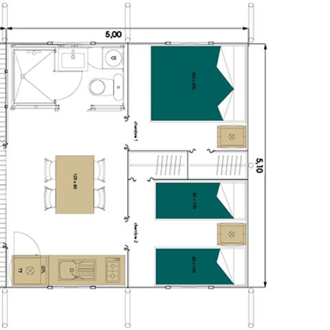 TENTE TOILE ET BOIS 5 personnes - BIRDYLODGE