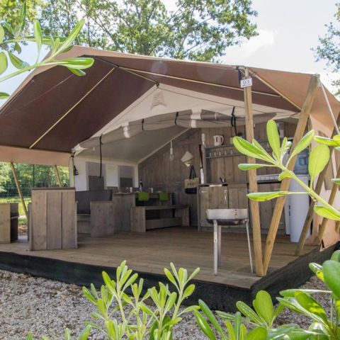 Tente en toile et en bois 5 personnes - Luxe safaritent