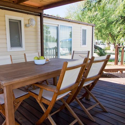 MOBILHOME 6 personnes - Comfort XL | 3 Ch. | 6 Pers. | Terrasse surélevée | Clim. | TV