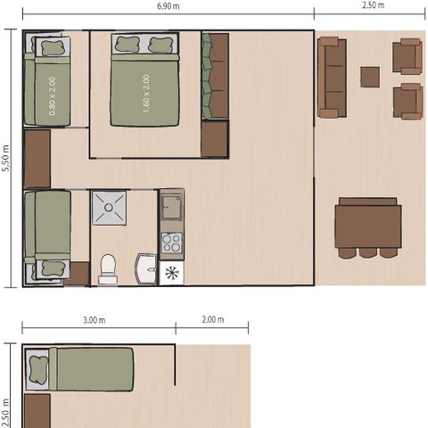 TENTE TOILE ET BOIS 5 personnes - Valkanela - Tente Safari Bella Vista + sanitaires + air conditionné (8P)