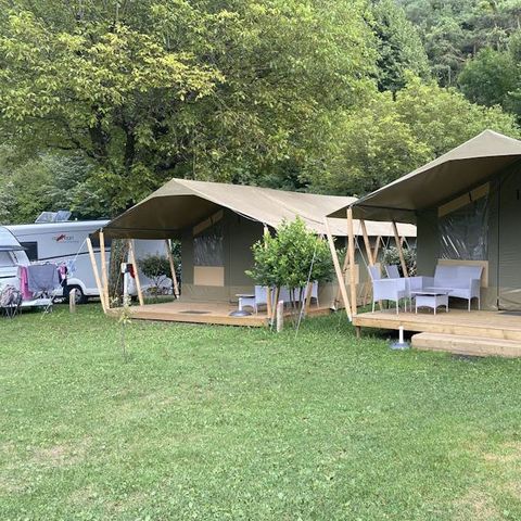 TENTE TOILE ET BOIS 5 personnes - Valkanela - Tente safari Harmony
