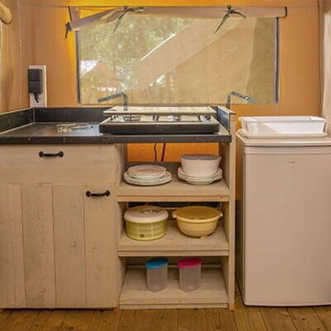 Tente en toile et en bois 5 personnes - Super Lodge | 2 Ch. | 4/5 Pers. | Terrasse simple