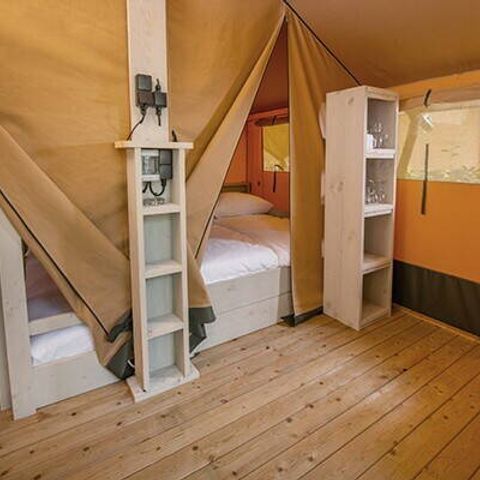 Tente en toile et en bois 5 personnes - Super Lodge | 2 Ch. | 4/5 Pers. | Terrasse simple