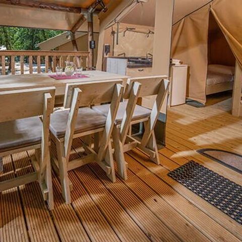 Tente en toile et en bois 5 personnes - Super Lodge | 2 Ch. | 4/5 Pers. | Terrasse simple