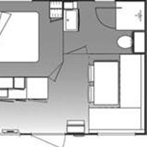 MOBILHOME 2 personnes - Confort 18m² 1 chambre + terrasse semi-couverte + TV