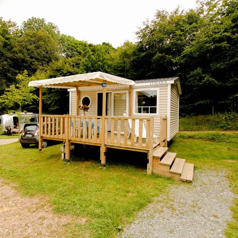 MOBILHOME 2 personnes - Confort 18m² 1 chambre + terrasse semi-couverte + TV
