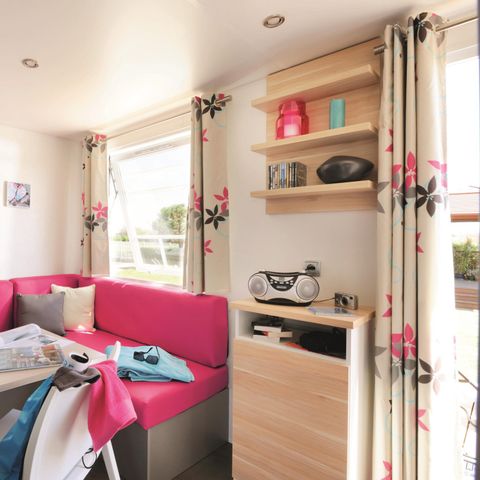 MOBILHOME 2 personnes - Confort 18m² 1 chambre + terrasse semi-couverte + TV