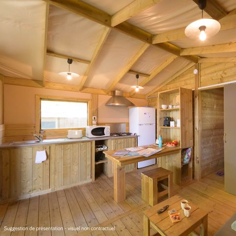 MOBILHOME 4 personnes - Cosyflower Premium sur pilotis 38m² - 2 chambres + TV + draps + serviettes terrasse couverte 11m²