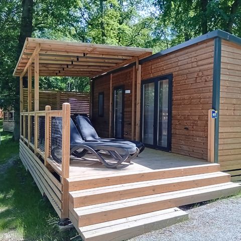 MOBILHOME 4 personnes - Homeflower Premium 29m² (2 chambres) + CLIM + terrasse semi-couverte + TV + draps + serviettes