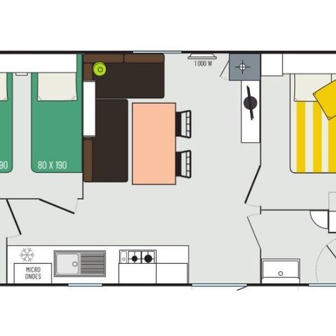 MOBILHOME 7 personnes - Mobil-home Evasion+ 7 personnes 2 chambres 28m²