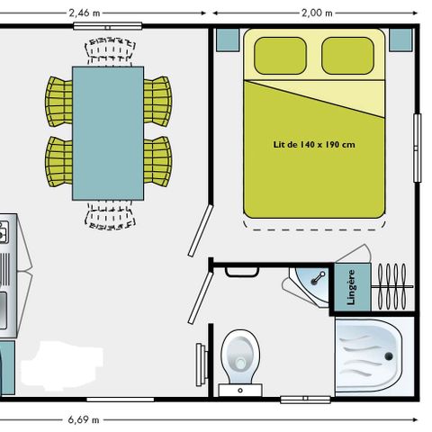 MOBILHOME 5 personnes - ECO - MED (en arrivée le lundi)