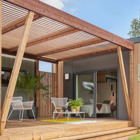 Mobilhome 2 personnes - Sunêlia Luxe Taos Spa 1ch. 2 pers - 19m2 - Pergola exotique