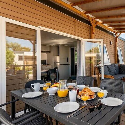 MOBILHOME 6 personnes - Mobil-home | Premium | 3 Ch. | 6 Pers. | Terrasse Lounge | Clim. | TV