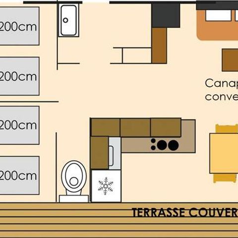 MOBILHOME 8 personnes - Mobil-home | Ultimate | 3 Ch. | 6/8 Pers. | Terrasse surélevée | 2 SDB | Clim.