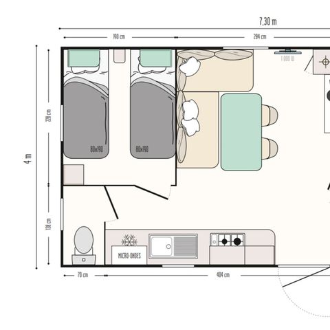 MOBILHOME 4 personnes - Mobil home confort climatisé pour 4 personnes max