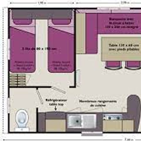 MOBILHOME 5 personnes - pour 4/5 personnes en zone B