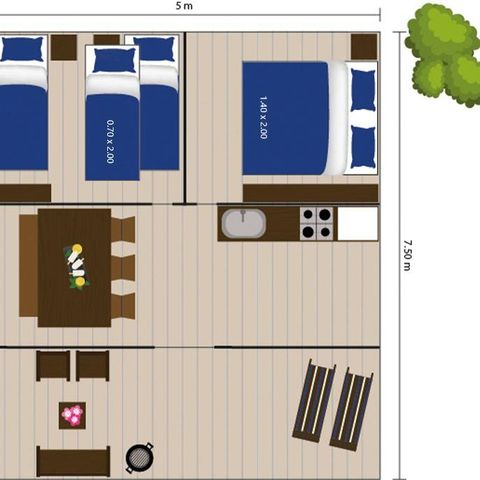 TENTE TOILE ET BOIS 5 personnes - Luxury safari tent
