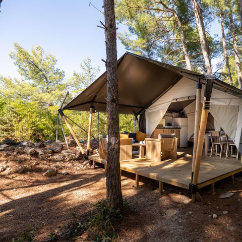 TENTE TOILE ET BOIS 5 personnes - Krk - Tente Safari Confort + climatisation