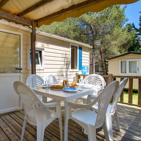 MOBILHOME 6 personnes - Comfort XL | 3 Ch. | 6 Pers. | Terrasse surélevée | Clim. | TV