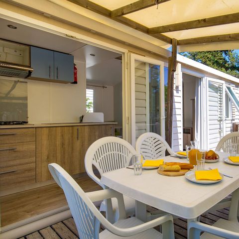 MOBILHOME 6 personnes - Comfort | 3 Ch. | 6 Pers. | Terrasse surélevée | Clim. | TV